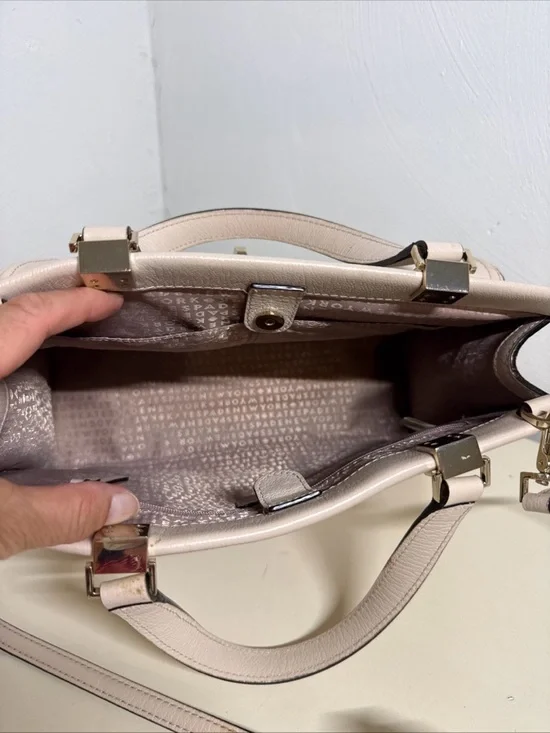 Kate Spade Cream White Pebbled Leather Satchel Crossbody Bag Gold Hardware - Picture 9 of 16